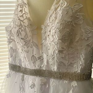 Elegant White Floral Embroidered Dress